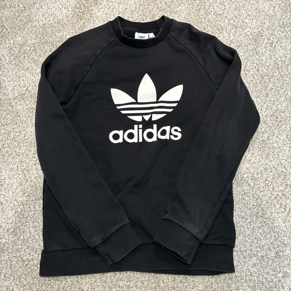 Adidas Black and White Crewneck Sweater